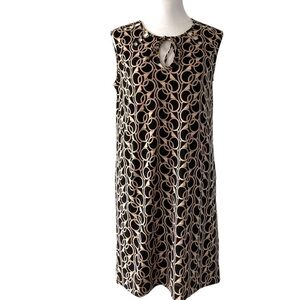Banana Republic factory dress small sleeveless geometric black tan